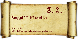 Bogyó Klaudia névjegykártya